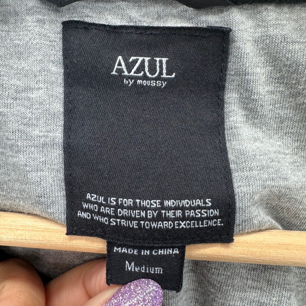 AZUL by moussy Black Bomber Jacket Mens Medium Lightweight Casual Travel Street - Picture 7 of 11